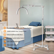 Load image into Gallery viewer, CHICLUX Lash Light for Eyelash Tech, 28 Inch Foldable Floor Lash Lamp for Eyelash Extensions, Dimmable LED Half Moon Lash Light with Phone Holder and Wheeled Base, Esthetician Light for Eyelash, Tattoo