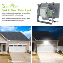Load image into Gallery viewer, LED Flood Lights Outdoor, STASUN Max Series 100W 10000LM 6000K Dusk to Dawn Outdoor Lighting with Photocell, IP66 Waterproof, 2 Heads Adjustable Wide Outside Lighting for Parking Lot, Yard, Street, Stadium