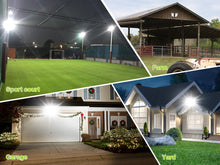 Load image into Gallery viewer, LED Flood Lights Outdoor, STASUN Max Series 100W 10000LM 6000K Dusk to Dawn Outdoor Lighting with Photocell, IP66 Waterproof, 2 Heads Adjustable Wide Outside Lighting for Parking Lot, Yard, Street, Stadium