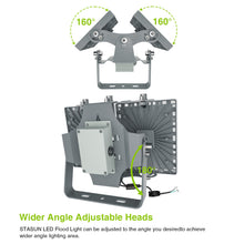 Load image into Gallery viewer, LED Flood Lights Outdoor, STASUN Max Series 100W 10000LM 6000K Dusk to Dawn Outdoor Lighting with Photocell, IP66 Waterproof, 2 Heads Adjustable Wide Outside Lighting for Parking Lot, Yard, Street, Stadium