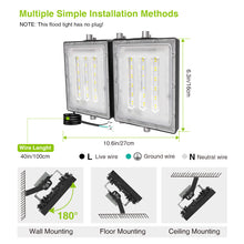 Load image into Gallery viewer, LED Flood Lights Outdoor, STASUN Max Series 100W 10000LM 6000K Dusk to Dawn Outdoor Lighting with Photocell, IP66 Waterproof, 2 Heads Adjustable Wide Outside Lighting for Parking Lot, Yard, Street, Stadium