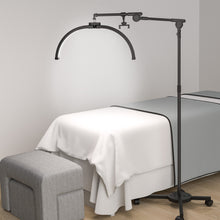 Load image into Gallery viewer, CHICLUX Lash Light for Eyelash Tech, 28 Inch Foldable Floor Lash Lamp for Eyelash Extensions, Dimmable LED Half Moon Lash Light with Phone Holder and Wheeled Base, Esthetician Light for Eyelash, Tattoo