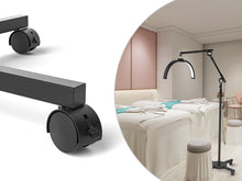 Load image into Gallery viewer, CHICLUX Lash Light for Eyelash Tech, 22 Inch Foldable Floor Lash Lamp for Eyelash Extensions, Dimmable LED Half Moon Lash Light with Phone Holder and Wheeled Base, Esthetician Light for Eyelash, Tattoo