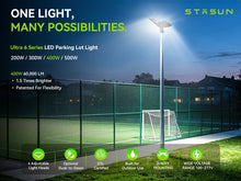 Load image into Gallery viewer, LED 400W Parking Lot Light, Outdoor Street Light, Optional Photocell 60,000LM, POLE MOUNT / WALL MOUNT, 2-Head Adjustable, 360° Rotation & 120° Tilt, Horizontal/Vertical Mount, IP66, 100–277V, ETL, Hardwired(副本)
