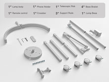 Load image into Gallery viewer, CHICLUX Lash Light for Eyelash Tech, 28 Inch Foldable Floor Lash Lamp for Eyelash Extensions, Dimmable LED Half Moon Lash Light with Phone Holder and Wheeled Base, Esthetician Light for Eyelash, Tattoo