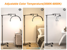 Load image into Gallery viewer, CHICLUX Lash Light for Eyelash Tech, 28 Inch Foldable Floor Lash Lamp for Eyelash Extensions, Dimmable LED Half Moon Lash Light with Phone Holder and Wheeled Base, Esthetician Light for Eyelash, Tattoo