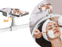 Load image into Gallery viewer, CHICLUX Lash Light for Eyelash Tech, 28 Inch Foldable Floor Lash Lamp for Eyelash Extensions, Dimmable LED Half Moon Lash Light with Phone Holder and Wheeled Base, Esthetician Light for Eyelash, Tattoo