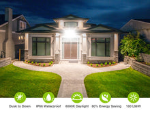 Load image into Gallery viewer, LED Flood Lights Outdoor, STASUN Max Series 150W 15000LM 6000K Dusk to Dawn Outdoor Lighting with Photocell, IP66 Waterproof, 3 Heads Adjustable Wide Outside Lighting for Parking Lot, Yard, Street, Stadium