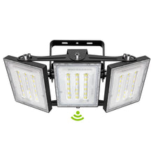 Load image into Gallery viewer, LED Flood Lights Outdoor, STASUN Max Series 150W 15000LM 6000K Dusk to Dawn Outdoor Lighting with Photocell, IP66 Waterproof, 3 Heads Adjustable Wide Outside Lighting for Parking Lot, Yard, Street, Stadium