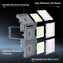 Load image into Gallery viewer, STASUN 2 Pack 150W LED Flood Lights, Mini Series Outdoor Floodlight, 15000LM 6000K Daylight White IP66 Waterproof 3 Adjustable Heads