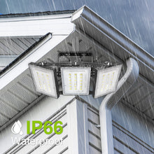 Load image into Gallery viewer, LED Flood Lights Outdoor, STASUN Max Series 150W 15000LM 6000K Dusk to Dawn Outdoor Lighting with Photocell, IP66 Waterproof, 3 Heads Adjustable Wide Outside Lighting for Parking Lot, Yard, Street, Stadium