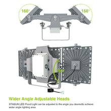 Load image into Gallery viewer, LED Flood Lights Outdoor, STASUN Max Series 150W 15000LM 6000K Dusk to Dawn Outdoor Lighting with Photocell, IP66 Waterproof, 3 Heads Adjustable Wide Outside Lighting for Parking Lot, Yard, Street, Stadium