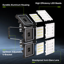 Load image into Gallery viewer, STASUN 2 Pack 150W LED Flood Lights, Mini Series Outdoor Floodlight, 15000LM 6000K Daylight White IP66 Waterproof 3 Adjustable Heads