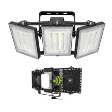 Load image into Gallery viewer, LED Flood Lights Outdoor, STASUN Max Series 150W 15000LM 6000K Dusk to Dawn Outdoor Lighting with Photocell, IP66 Waterproof, 3 Heads Adjustable Wide Outside Lighting for Parking Lot, Yard, Street, Stadium