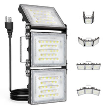 Load image into Gallery viewer, STASUN 300W LED Flood Light with Plug, Mini Series Outdoor Floodlight, 30000LM 6000K Daylight White, IP66 Waterproof, 3 Adjustable Heads, Exterior Flood Lights for Backyard, Driveway, Garage, Barn