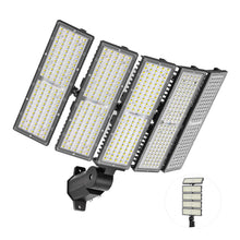 Load image into Gallery viewer, LED 500W Parking Lot Light, Outdoor Street Light, Optional Photocell 75,000LM, POLE MOUNT / WALL MOUNT, 2-Head Adjustable, 360° Rotation & 120° Tilt, Horizontal/Vertical Mount, IP66, 100–277V, ETL, Hardwired