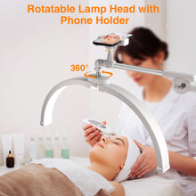 Load image into Gallery viewer, CHICLUX Lash Light for Eyelash Tech, 28 Inch Foldable Floor Lash Lamp for Eyelash Extensions, Dimmable LED Half Moon Lash Light with Phone Holder and Wheeled Base, Esthetician Light for Eyelash, Tattoo