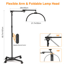 Load image into Gallery viewer, CHICLUX Lash Light for Eyelash Tech, 22 Inch Foldable Floor Lash Lamp for Eyelash Extensions, Dimmable LED Half Moon Lash Light with Phone Holder and Wheeled Base, Esthetician Light for Eyelash, Tattoo