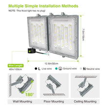 Load image into Gallery viewer, LED Flood Lights Outdoor, STASUN Max Series 200W 20000LM 6000K Dusk to Dawn Outdoor Lighting with Photocell, IP66 Waterproof, 2 Heads Adjustable Wide Outside Lighting for Parking Lot, Yard, Street, Stadium
