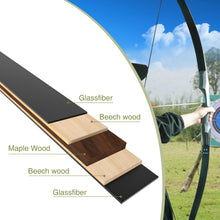 Load image into Gallery viewer, Black Hunter Takedown Recurve Bow, Left Hand Bow GLURAK 60" Wooden Archery Bow Hunting Bow for Outdoor Training Practice, 25-60lb