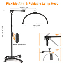 Load image into Gallery viewer, CHICLUX Lash Light for Eyelash Tech, 28 Inch Foldable Floor Lash Lamp for Eyelash Extensions, Dimmable LED Half Moon Lash Light with Phone Holder and Wheeled Base, Esthetician Light for Eyelash, Tattoo