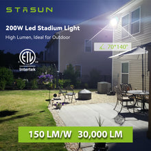 Load image into Gallery viewer, Pro 6 Series 200W 30,000LM LED Flood Light Outdoor, ETL Certified, 100V–277V, 5000K Daylight, IP66 Waterproof Floodlight for Driveway Backyard Sports Court Riding Arena Parking Lot Stadium