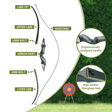 Load image into Gallery viewer, Black Hunter Takedown Longbow, Left Hand Bow 60" Wooden Archery Bow Hunting Bow for Outdoor Training Practice