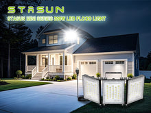 Load image into Gallery viewer, STASUN 300W LED Flood Light with Plug, Mini Series Outdoor Floodlight, 30000LM 6000K Daylight White, IP66 Waterproof, 3 Adjustable Heads, Exterior Flood Lights for Backyard, Driveway, Garage, Barn