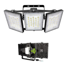 Load image into Gallery viewer, LED Flood Lights Outdoor, STASUN Max Series 300W 30000LM 6000K Dusk to Dawn Outdoor Lighting with Photocell, IP66 Waterproof, 3 Heads Adjustable Wide Outside Lighting for Parking Lot, Yard, Street, Stadium