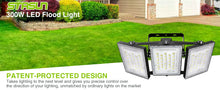 Load image into Gallery viewer, LED Flood Light Outdoor, STASUN Max Series 300W 30000lm 6000K Daylight White IP66 Waterproof, Stadium Lighting Commercial Parking Lot Light, Black