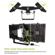 Load image into Gallery viewer, LED Flood Lights Outdoor, STASUN Max Series 300W 30000LM 6000K Dusk to Dawn Outdoor Lighting with Photocell, IP66 Waterproof, 3 Heads Adjustable Wide Outside Lighting for Parking Lot, Yard, Street, Stadium