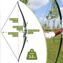 Load image into Gallery viewer, Black Hunter Takedown Longbow, Left Hand Bow 60" Wooden Archery Bow Hunting Bow for Outdoor Training Practice