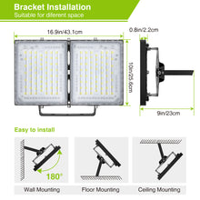 Load image into Gallery viewer, STASUN Max Series 400W Flood Lights Outdoor, 40000lm Bright LED Work Light with Plug, 6000K Daylight White LED Flood Light Outdoor, IP66 Waterproof Security Lights Yard Lights for Yard Garage Stadium