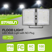 Load image into Gallery viewer, STASUN Max Series 400W Flood Lights Outdoor, 40000lm Bright LED Work Light with Plug, 6000K Daylight White LED Flood Light Outdoor, IP66 Waterproof Security Lights Yard Lights for Yard Garage Stadium