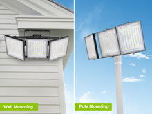 Load image into Gallery viewer, LED Flood Lights Outdoor, STASUN Max Series 480W 48000LM 6000K Dusk to Dawn Outdoor Lighting with Photocell, IP66 Waterproof, 3 Heads Adjustable Wide Outside Lighting for Parking Lot, Yard, Street, Stadium