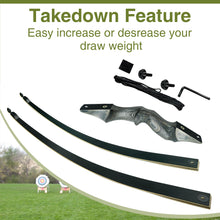 Load image into Gallery viewer, Black Hunter Takedown Longbow, Left Hand Bow 60" Wooden Archery Bow Hunting Bow for Outdoor Training Practice