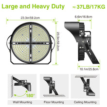 Load image into Gallery viewer, STASUN 600w 90000lm Stadium Lights Outdoor Led – Ultra Series High Power Spotlight, ETL Certified, 5000K Daylight, 45° Beam, 100-277V, IP66 Waterproof Flood Lights for Arena, Sports Field, Parking Lot