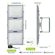 Load image into Gallery viewer, LED Flood Light Outdoor, STASUN Max Series 600W 60000lm 6000K Daylight White IP66 Waterproof, Stadium Lighting Commercial Parking Lot Light, Gray
