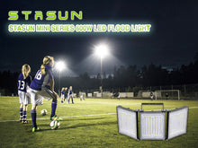 Load image into Gallery viewer, STASUN 2 Pack 600W LED Flood Light, Mini Series Stadium Light, 60000LM 6000K Daylight White IP66 Waterproof 3 Adjustable Panels