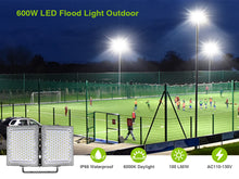 Load image into Gallery viewer, STASUN Max Series 600W Flood Lights Outdoor, 60000lm Bright LED Work Light, 6000K Daylight White LED Flood Light Outdoor, IP66 Waterproof Security Lights Yard Lights for Yard Garage Stadium
