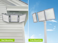 Load image into Gallery viewer, LED Flood Lights Outdoor, STASUN Max Series 600W 60000LM 6000K Dusk to Dawn Outdoor Lighting with Photocell, IP66 Waterproof, 3 Heads Adjustable Wide Outside Lighting for Parking Lot, Yard, Street, Stadium