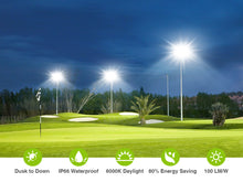 Load image into Gallery viewer, LED Flood Lights Outdoor, STASUN Max Series 600W 60000LM 6000K Dusk to Dawn Outdoor Lighting with Photocell, IP66 Waterproof, 3 Heads Adjustable Wide Outside Lighting for Parking Lot, Yard, Street, Stadium
