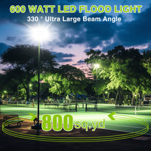 Load image into Gallery viewer, LED Flood Light Outdoor, STASUN Max Series 600W 60000lm 6000K Daylight White IP66 Waterproof, Stadium Lighting Commercial Parking Lot Light, Gray