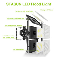 Load image into Gallery viewer, LED Flood Light Outdoor, STASUN Max Series 600W 60000lm 6000K Daylight White IP66 Waterproof, Stadium Lighting Commercial Parking Lot Light, Black