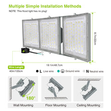 Load image into Gallery viewer, LED Flood Lights Outdoor, STASUN Max Series 600W 60000LM 6000K Dusk to Dawn Outdoor Lighting with Photocell, IP66 Waterproof, 3 Heads Adjustable Wide Outside Lighting for Parking Lot, Yard, Street, Stadium