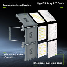 Load image into Gallery viewer, STASUN 600W LED Flood Light, Mini Series Stadium Light, 60000LM 6000K Daylight White, IP66 Waterproof, 3 Adjustable Panels