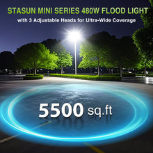 Load image into Gallery viewer, STASUN 2 Pack 480W LED Flood Lights, Mini Series Exterior Floodlights, 48000LM 6000K Daylight White IP66 Waterproof 3 Adjustable Panels