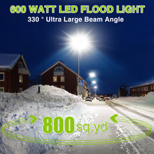 Load image into Gallery viewer, LED Flood Light Outdoor, STASUN Max Series 600W 60000lm 6000K Daylight White IP66 Waterproof, Stadium Lighting Commercial Parking Lot Light, Black