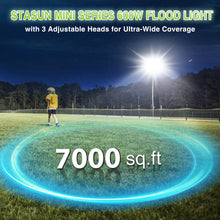 Load image into Gallery viewer, STASUN 600W LED Flood Light, Mini Series Stadium Light, 60000LM 6000K Daylight White, IP66 Waterproof, 3 Adjustable Panels