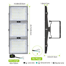 Load image into Gallery viewer, LED Flood Light Outdoor, STASUN Max Series 600W 60000lm 6000K Daylight White IP66 Waterproof, Stadium Lighting Commercial Parking Lot Light, Black